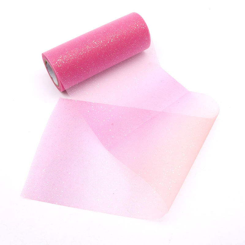 10YARDS   Rainbow Glitter Tulle Roll for Belt Bow Pet Ballet Sewing Fabric Birthday Ribbon Rainbow ombre fabric     HX015