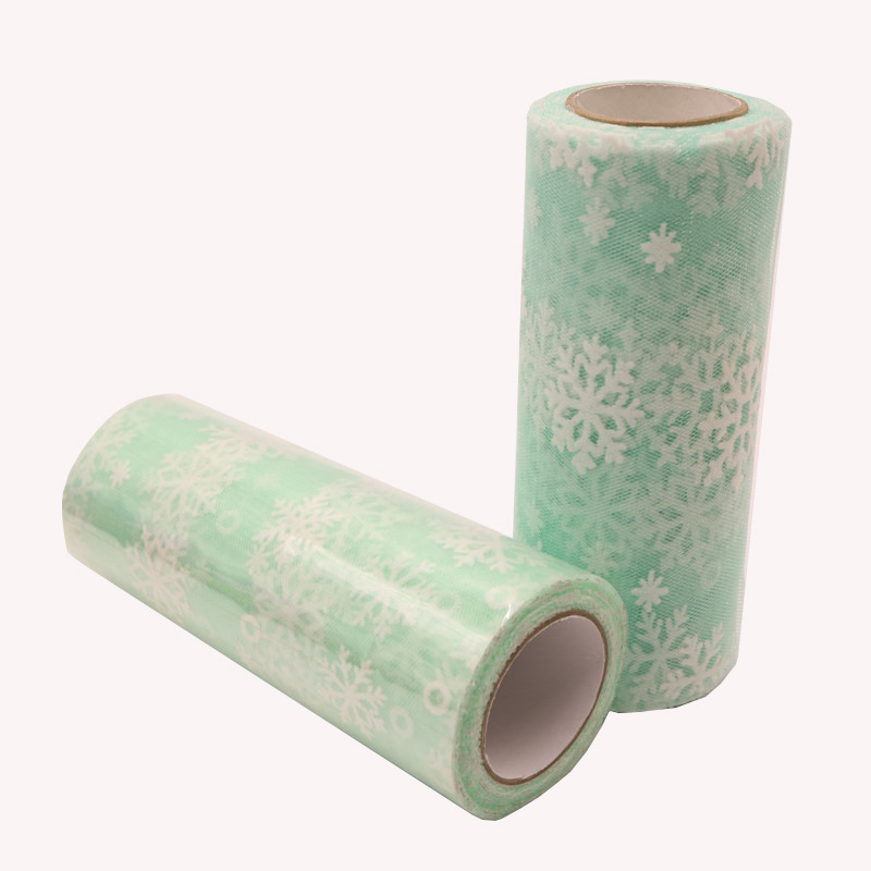 10y  Snowflake Wholesale Organza For Making Dress Tulle Fabric Glitter Costume Snowflake Printed Organza Fabric   HX013