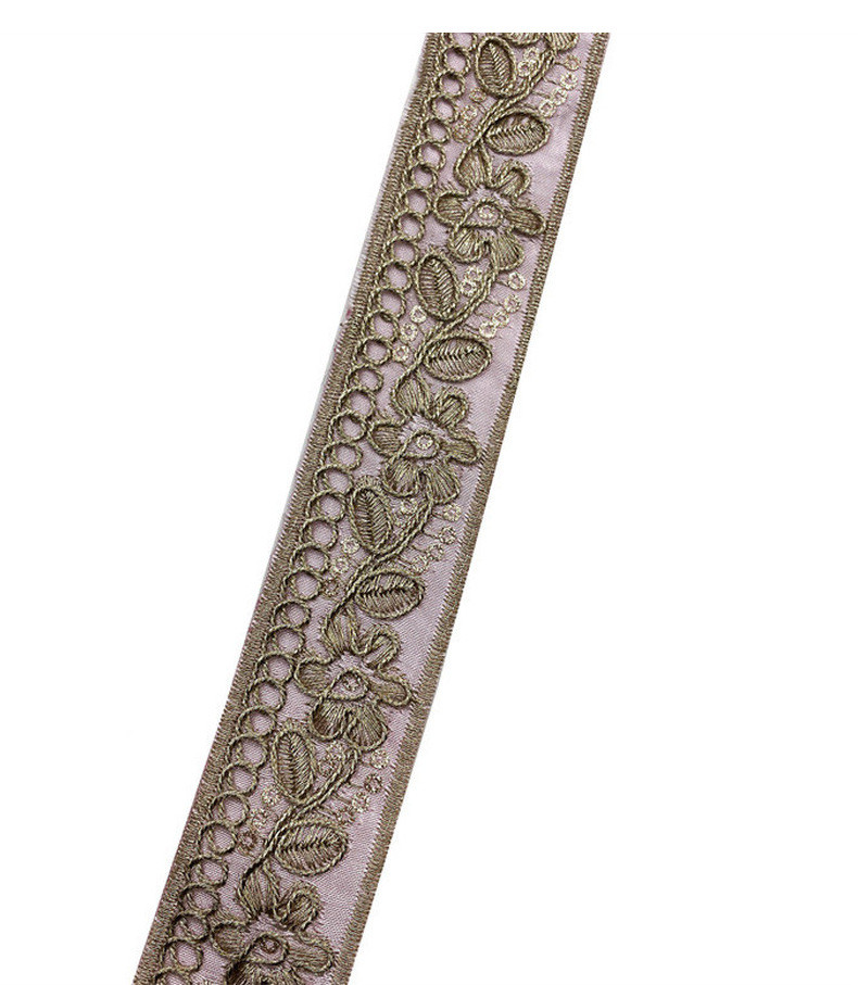 3cm bohemian style gold thread, national style embroidered sequin lace cuffs Jacquard Double-Sided Flower Embroidery Ribbon Recycled Jacquard Webbing ZB012