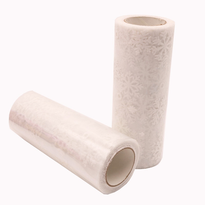 10y  Snowflake Wholesale Organza For Making Dress Tulle Fabric Glitter Costume Snowflake Printed Organza Fabric   HX013