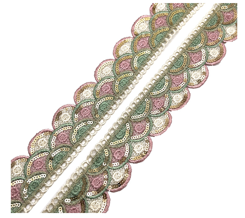 Exquisite water-soluble embroidered lace trimming gold thread sequin Accessory Ribbon colorful lace trim bar code for clothing decoration ZB009