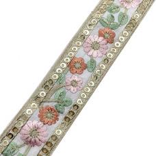 Ethnic lace accessories sequins corded lace Ribbon handmade embroidered curtain lace trim bar code for clothing decoration ZB013