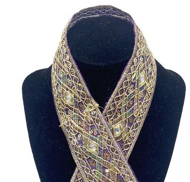 45mm Gold thread dai dress collar sleeve decorative lace DIY Sewing Accessories Ethnic Style Embroidery Ribbon Diamond Sequin Lace Ribbon ZB002