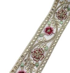 4CM gold strand embroidered sequin lace, bohemian jacquard ougen yarn hot-melt national lace accessories ZB001