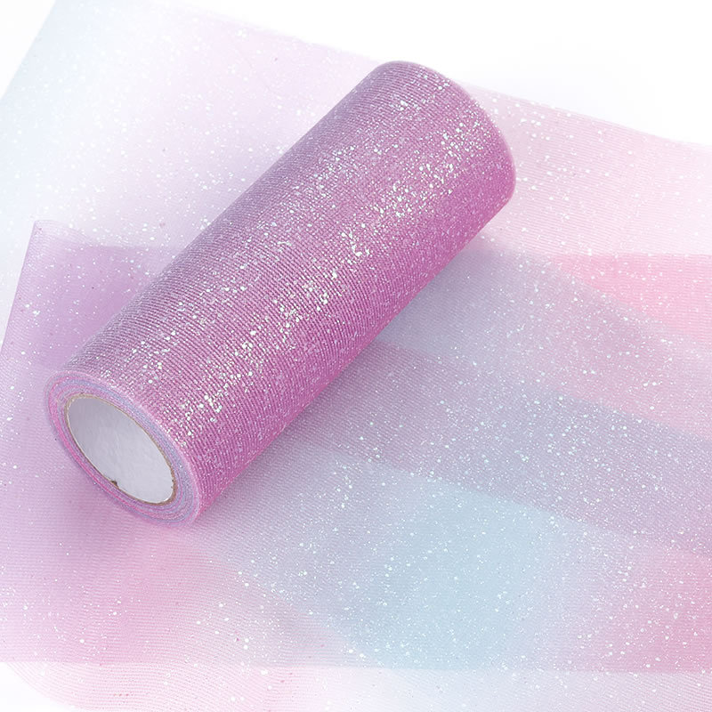 10YARDS   Rainbow Glitter Tulle Roll for Belt Bow Pet Ballet Sewing Fabric Birthday Ribbon Rainbow ombre fabric     HX015