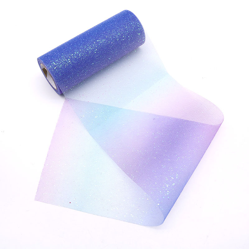 10YARDS   Rainbow Glitter Tulle Roll for Belt Bow Pet Ballet Sewing Fabric Birthday Ribbon Rainbow ombre fabric     HX015