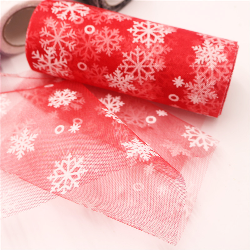 10y  Snowflake Wholesale Organza For Making Dress Tulle Fabric Glitter Costume Snowflake Printed Organza Fabric   HX013
