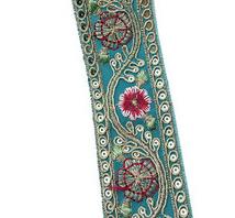 4CM gold strand embroidered sequin lace, bohemian jacquard ougen yarn hot-melt national lace accessories ZB001