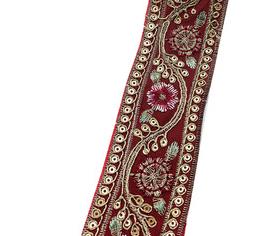 4CM gold strand embroidered sequin lace, bohemian jacquard ougen yarn hot-melt national lace accessories ZB001