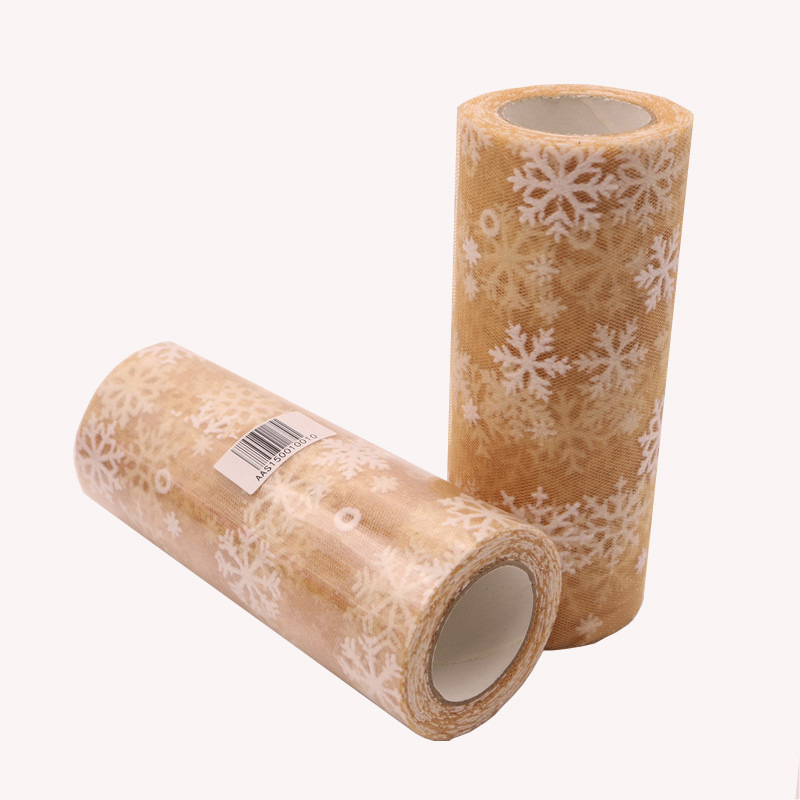 10y  Snowflake Wholesale Organza For Making Dress Tulle Fabric Glitter Costume Snowflake Printed Organza Fabric   HX013