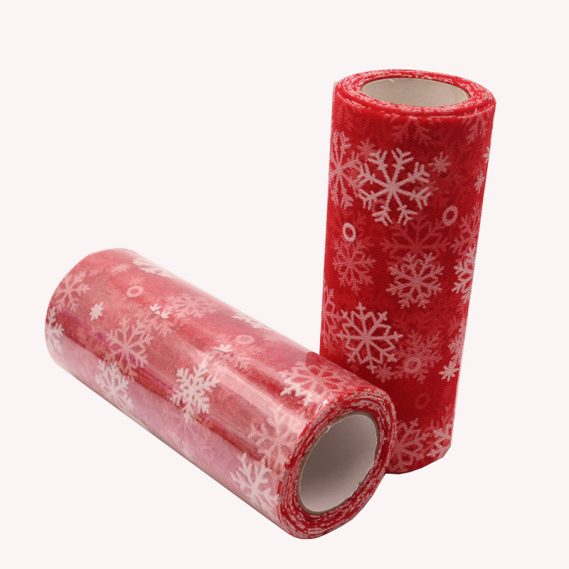 10y  Snowflake Wholesale Organza For Making Dress Tulle Fabric Glitter Costume Snowflake Printed Organza Fabric   HX013