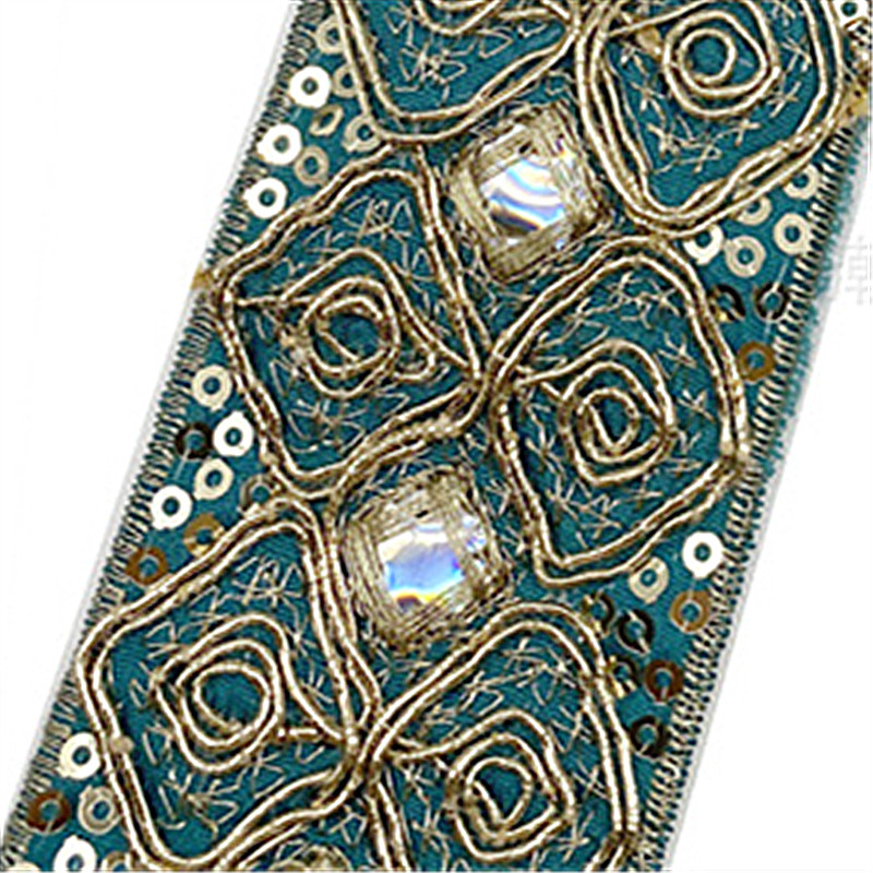 Laces Trims Braid Sequin Embroidery Ribbon Fabric DIY Exotic Decoration Wedding Clothes bar code, retro ethnic Han clothing shoes and skirt lace lace ZB008