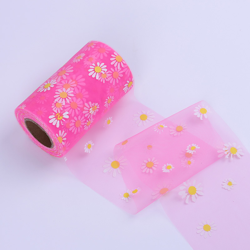 12cm/15cm*50 yards Little Daisy Mesh Tulle Roll DIY tiara birthday party decoration HX125