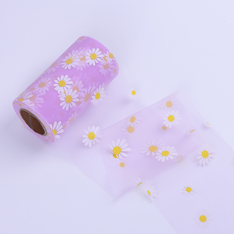 12cm/15cm*50 yards Little Daisy Mesh Tulle Roll DIY tiara birthday party decoration HX125