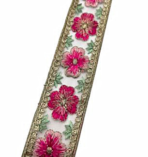 Embroidered lace with colored organza  ethnic sequins corded lace Ribbon handmade embroidered curtain lace trim bar code for clothing decoration ZB024