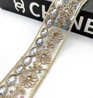 Lens lace gold strand rope chinese-style mesh embroidery bar code, Dai ethnic clothing accessories curtain decorative belt ZB023