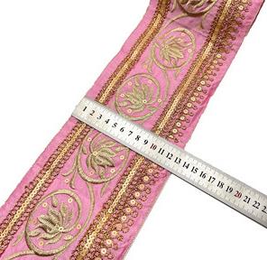 13cm Chinese wind lotus embroidered lace, retro gold strand cord sequin lace National waist curtain accessories performance clothing accessories ZB022