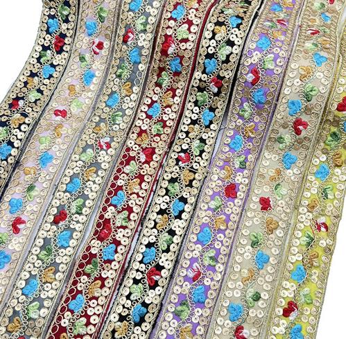 3cm ethnic gold thread sequins laminate embroidery colored ribbon, ancient clothing curtains lace accessories ZB028