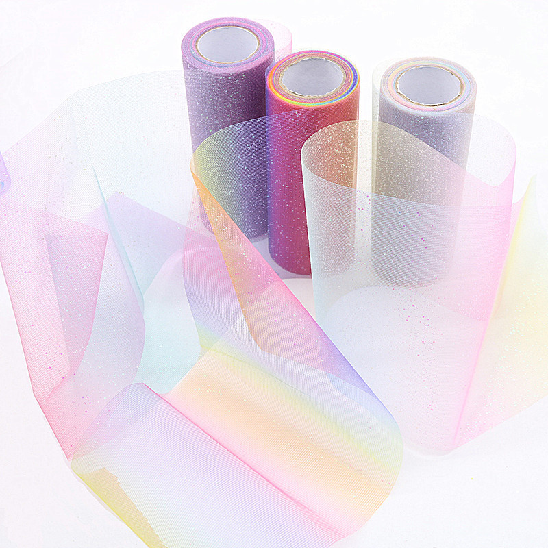 15cm*20 yards   rainbow gradient color mesh roll  diy  birthday party scene decoration   tutu roll  HX018