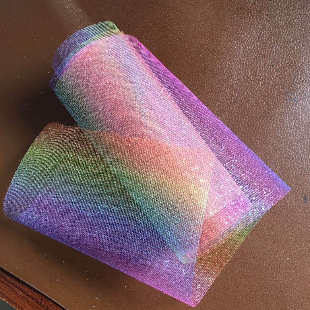 15cm*20 yards   rainbow gradient color mesh roll  diy  birthday party scene decoration   tutu roll  HX018