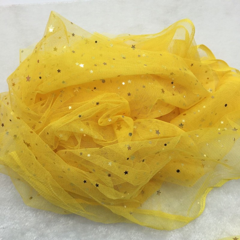 150cm*1m  Loose cut tulle gauze mesh star sequin mesh five-pointed star hot stamping fabric  Hot stamping sequined fabric  HX0047