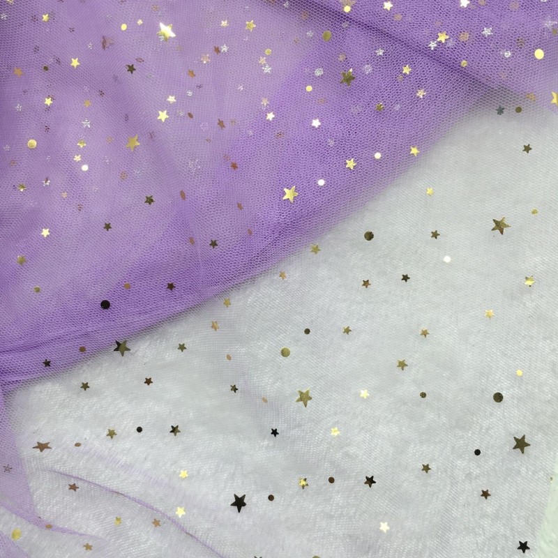 150cm*1m  Loose cut tulle gauze mesh star sequin mesh five-pointed star hot stamping fabric  Hot stamping sequined fabric  HX0047