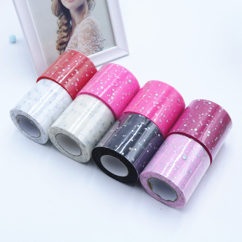 6.5cm wide 25 yards  Colorful laser disc  mesh roll  ,Small mesh, not easy to break,Hot stamping mesh  diy  accessories  HX020