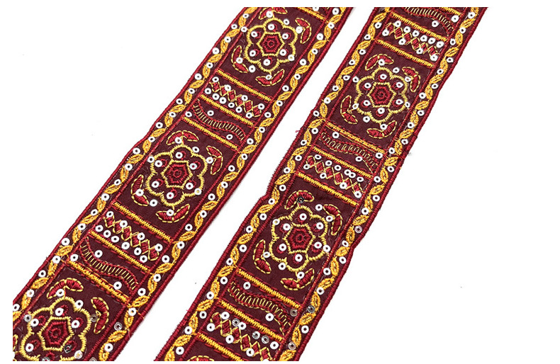 4.5cm Ethnic Bead Embroidery Jacquard Ribbon Garment Accessories Sequin Embroidery Ribbon Curtain Clothing Decoration ZB030