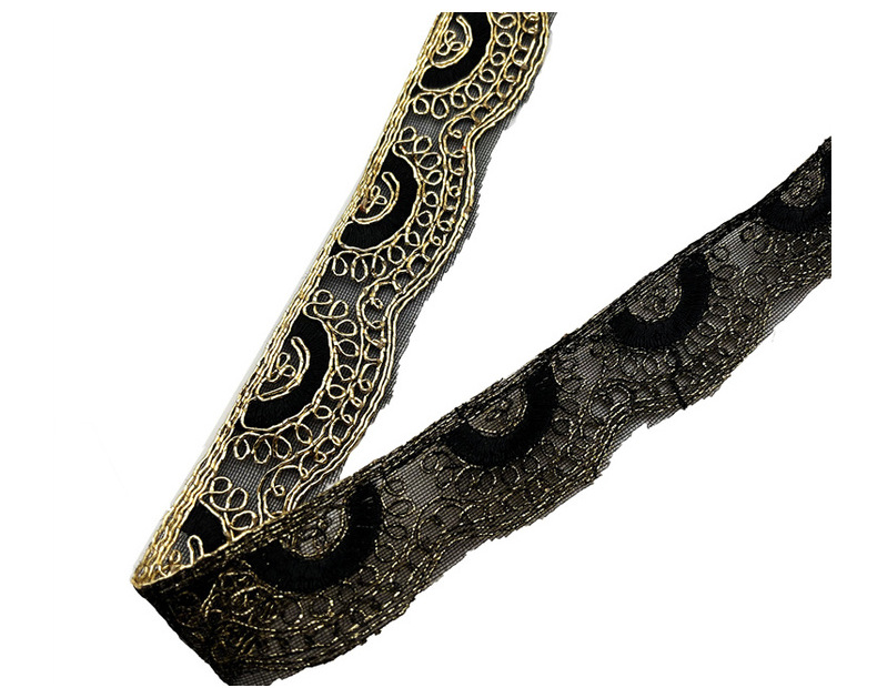 Multicolored gold and silver car strands bar code exotic customs sequins net yarn embroidery lace accessories Han clothing decoration ethnic lace ZB029