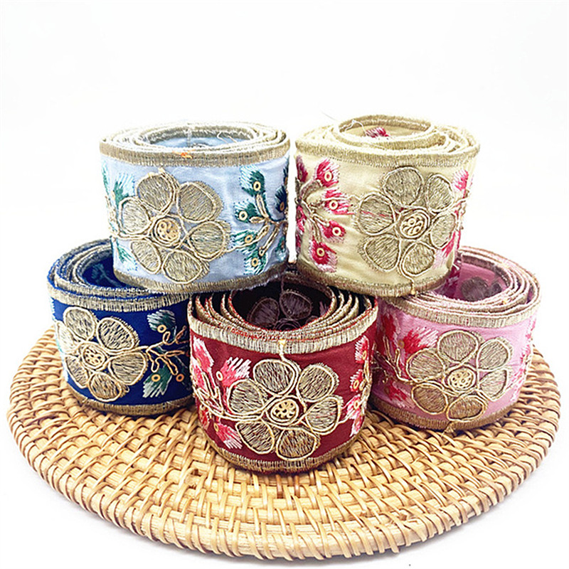 4.5cm wide Chinese dress qipao lace ribbon, handmade hair band accessories sequins embroidered skirt lace accessories ZB034