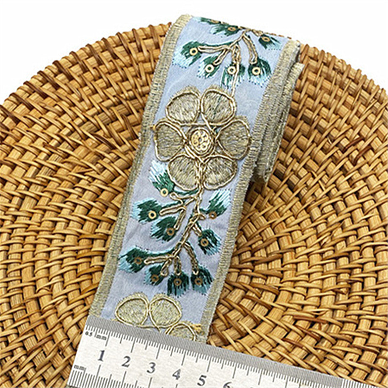 4.5cm wide Chinese dress qipao lace ribbon, handmade hair band accessories sequins embroidered skirt lace accessories ZB034