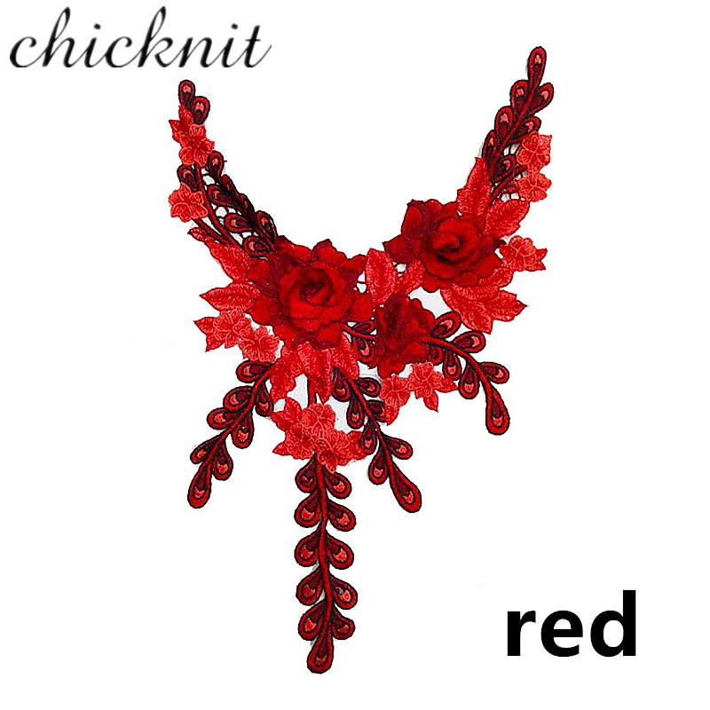 CHICKNIT 1pcs fashion Embroidered venise lace collar yellow red green black clothing Accessories CC05