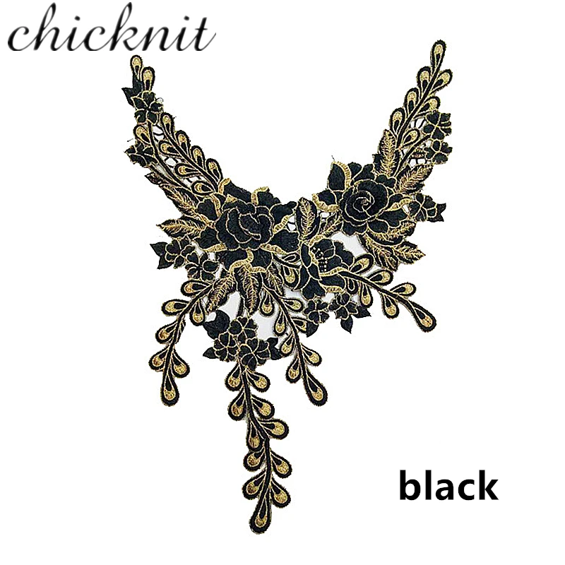 CHICKNIT 1pcs fashion Embroidered venise lace collar yellow red green black clothing Accessories CC05