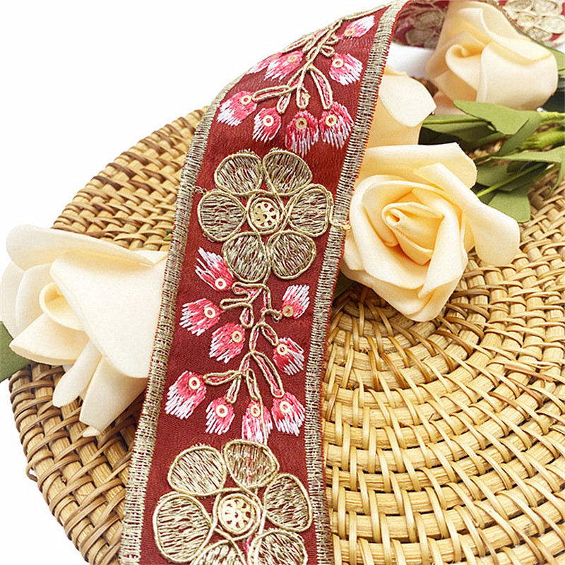 4.5cm wide Chinese dress qipao lace ribbon, handmade hair band accessories sequins embroidered skirt lace accessories ZB034