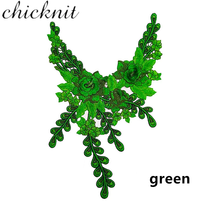 CHICKNIT 1pcs fashion Embroidered venise lace collar yellow red green black clothing Accessories CC05
