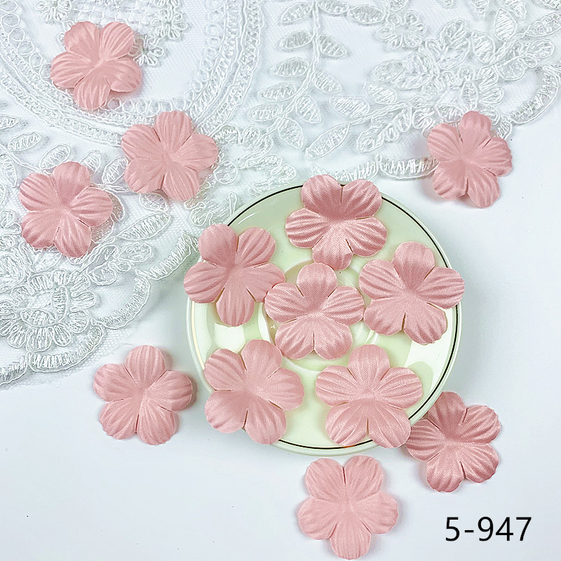 200pcs Artificial Flower Petals 3.5cm Petal Fake Flower Wedding Homedecor DIY Scrapbook Card Craft satin Flower Applique 5#