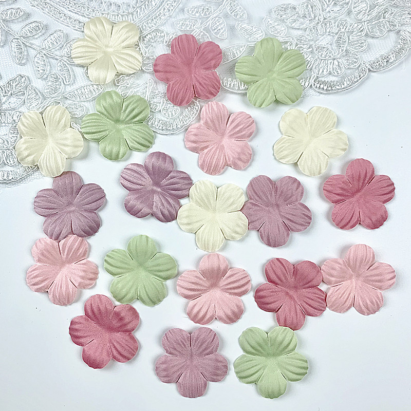 200pcs Artificial Flower Petals 3.5cm Petal Fake Flower Wedding Homedecor DIY Scrapbook Card Craft satin Flower Applique 5#