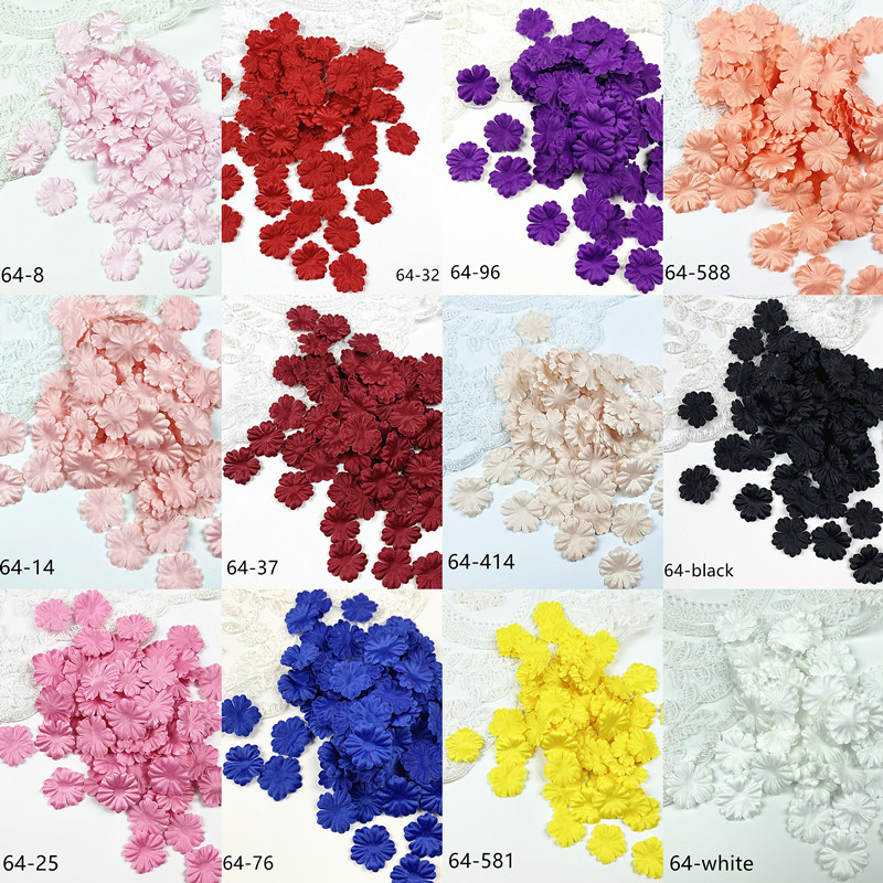 200pcs Artificial Flower Petals 24mm Petal Fake Flower for Wedding Homedecor DIY Scrapbook Card Craft satin Flower Applique 64#