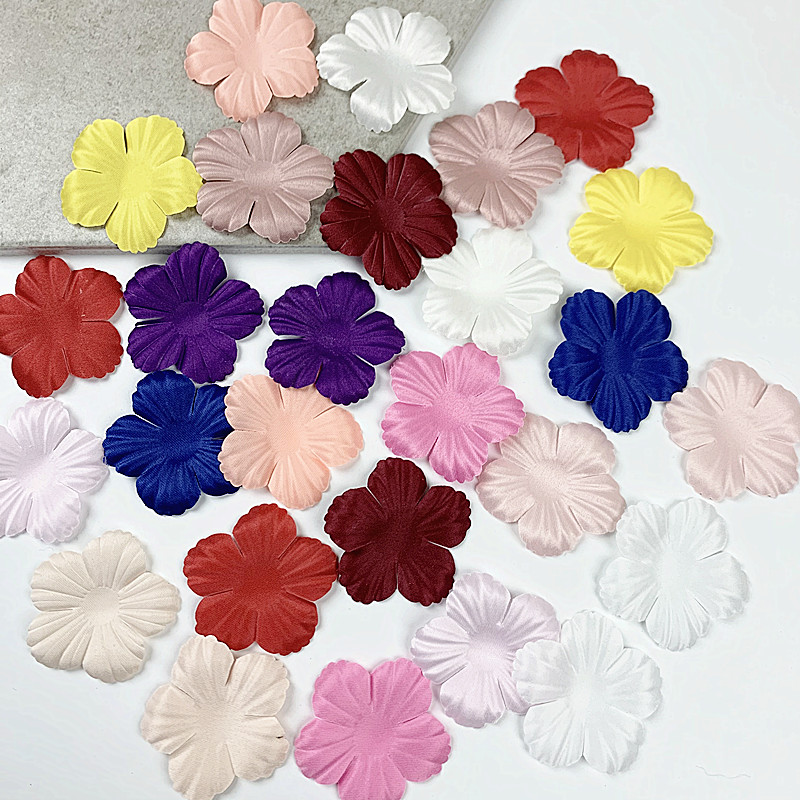 200pcs Artificial Flower Petals 48mm Petal Fake Flower for Wedding Homedecor DIY Scrapbook Card Craft Satin Flower Applique 76#