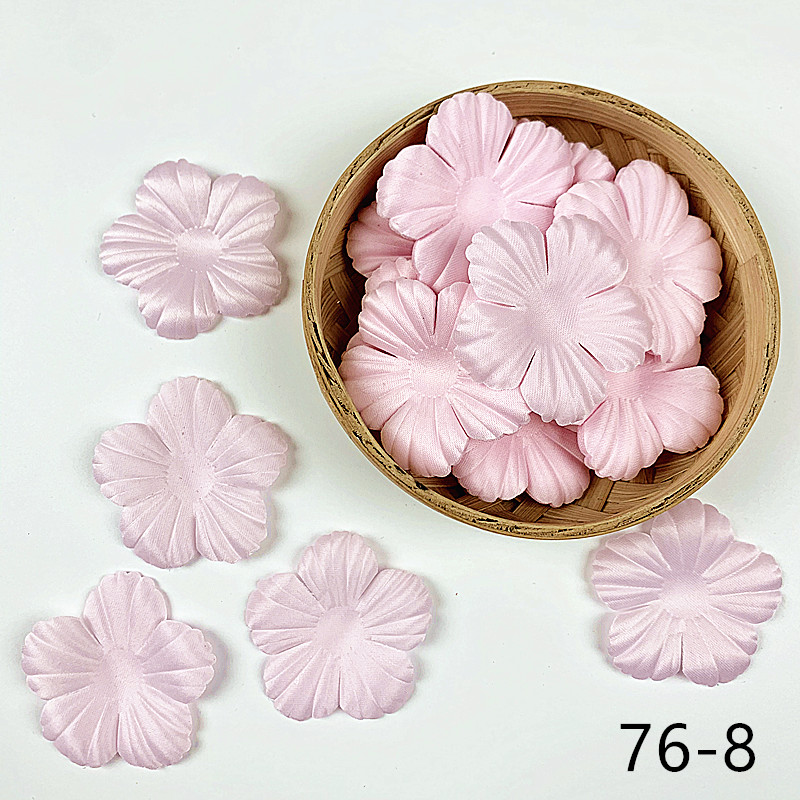 200pcs Artificial Flower Petals 48mm Petal Fake Flower for Wedding Homedecor DIY Scrapbook Card Craft Satin Flower Applique 76#