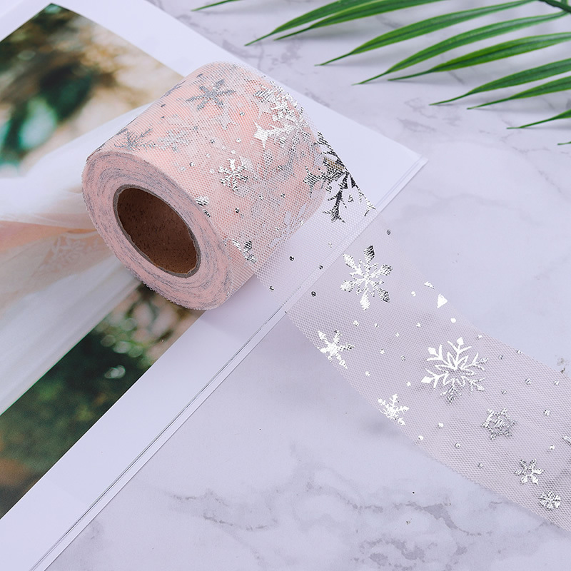 13cm*5yards  Christmas decoration snowflake mesh ribbon  ,diy handmade children hairpin doll skirt material  W002