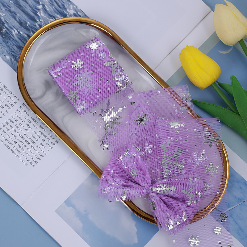 13cm*5yards  Christmas decoration snowflake mesh ribbon  ,diy handmade children hairpin doll skirt material  W002