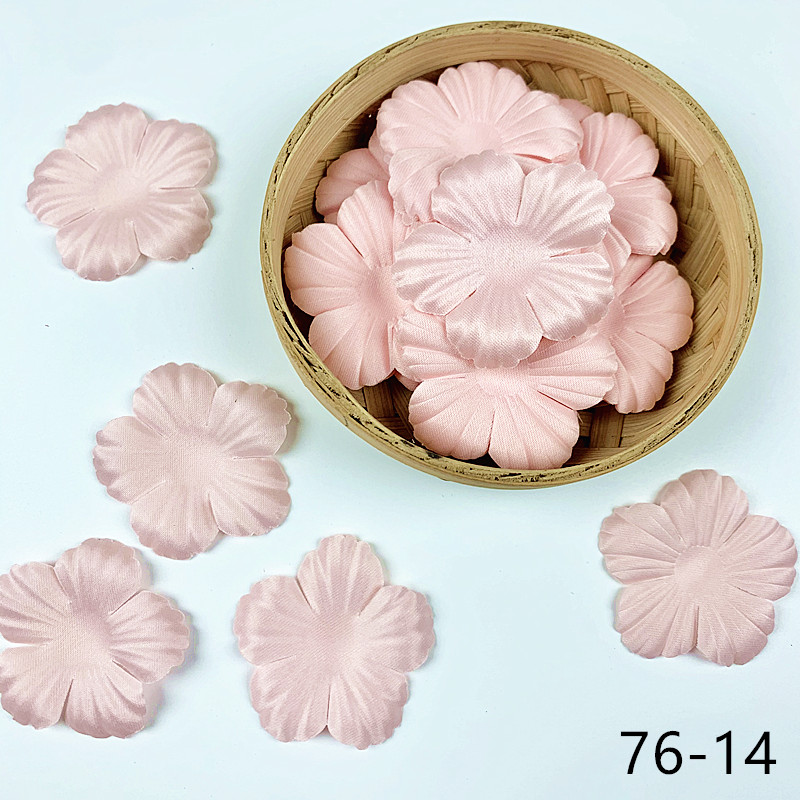 200pcs Artificial Flower Petals 48mm Petal Fake Flower for Wedding Homedecor DIY Scrapbook Card Craft Satin Flower Applique 76#