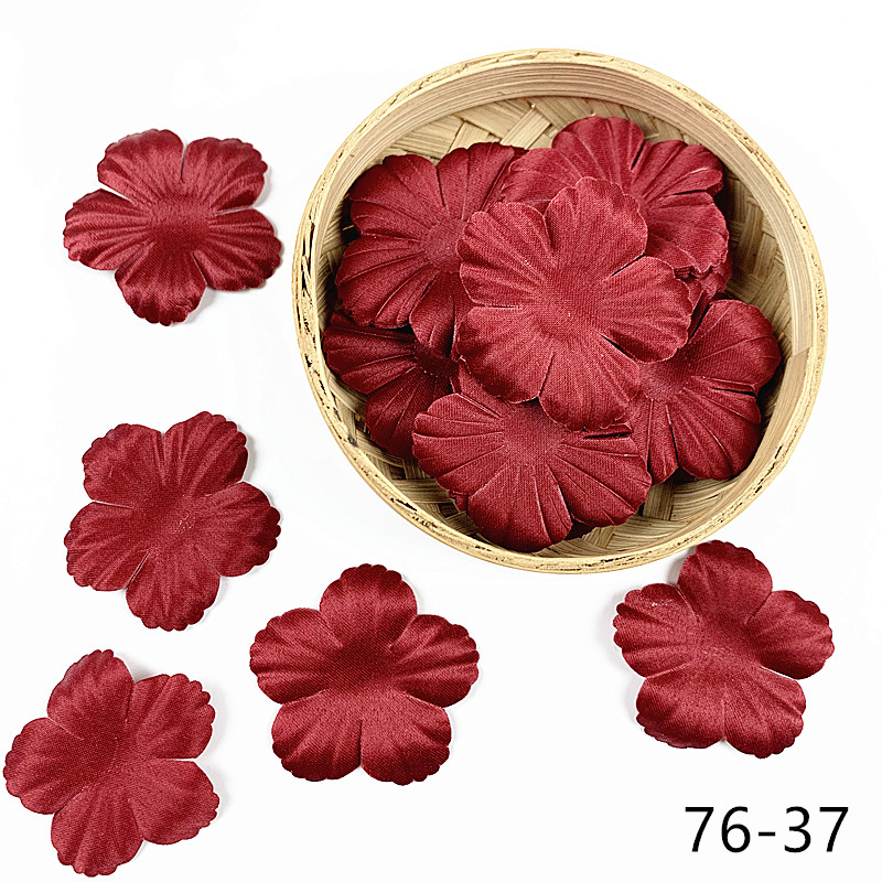 200pcs Artificial Flower Petals 48mm Petal Fake Flower for Wedding Homedecor DIY Scrapbook Card Craft Satin Flower Applique 76#