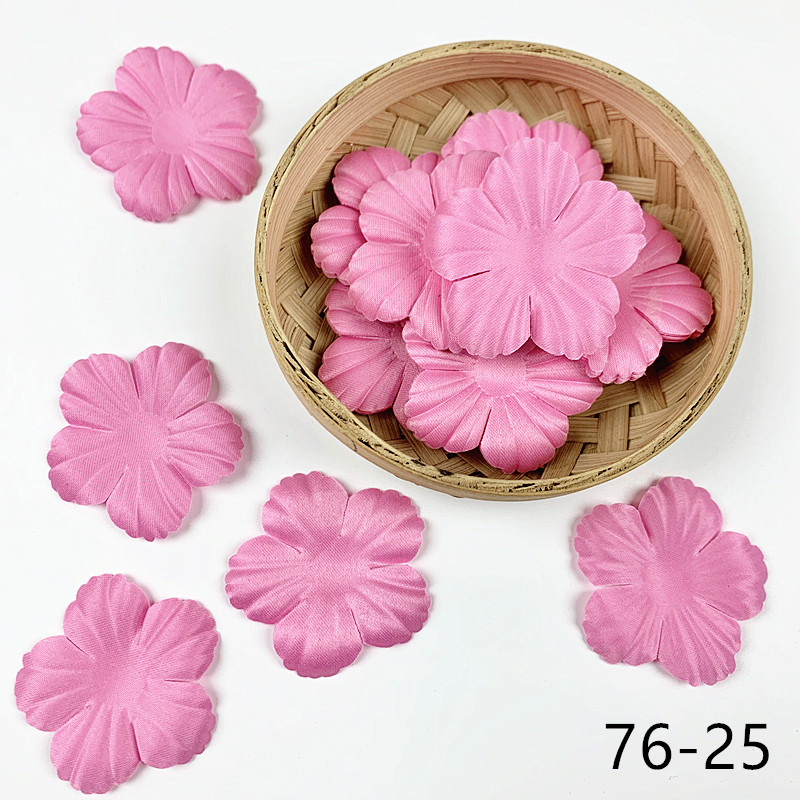 200pcs Artificial Flower Petals 48mm Petal Fake Flower for Wedding Homedecor DIY Scrapbook Card Craft Satin Flower Applique 76#