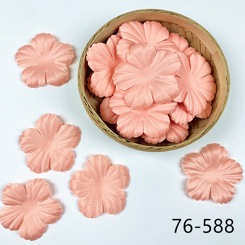 200pcs Artificial Flower Petals 48mm Petal Fake Flower for Wedding Homedecor DIY Scrapbook Card Craft Satin Flower Applique 76#