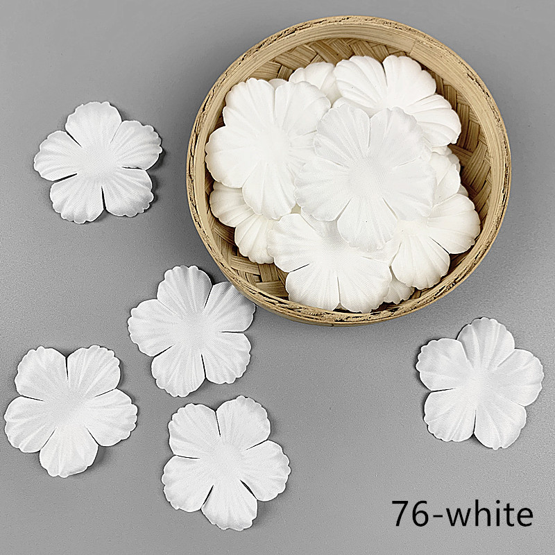 200pcs Artificial Flower Petals 48mm Petal Fake Flower for Wedding Homedecor DIY Scrapbook Card Craft Satin Flower Applique 76#