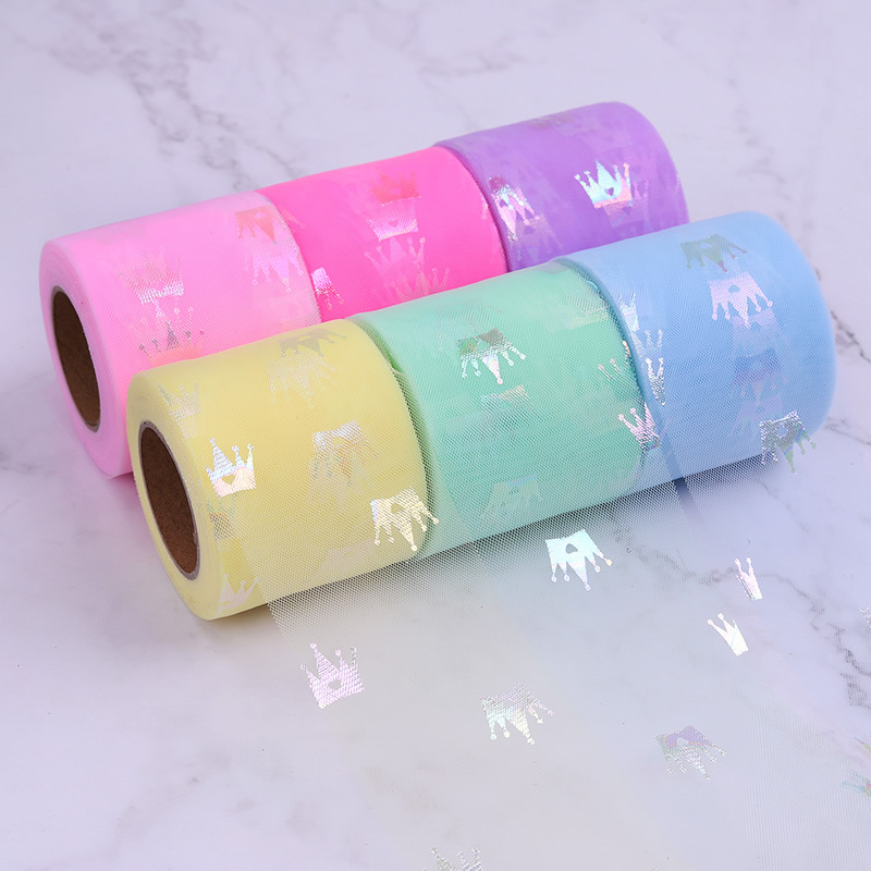 6CM*25YARDS  Symphony bronzing crown mesh roll ,diy bow gift wrapping hair accessories accessories ribbon HX93