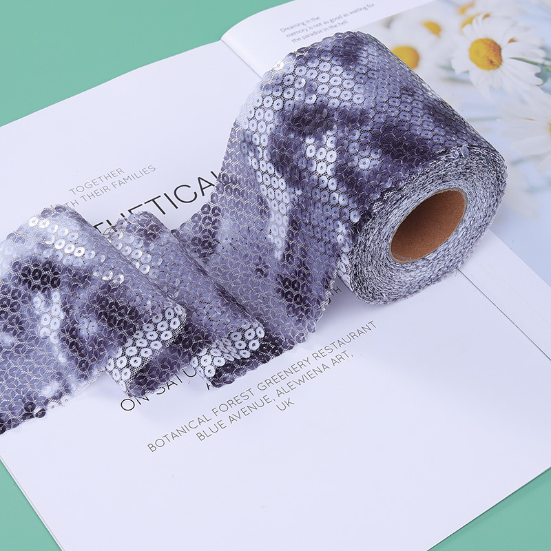 6cm*10yards   Rainbow gradient mesh sequin embroidery,Gradient sequin mesh roll accessories webbing  H001-1