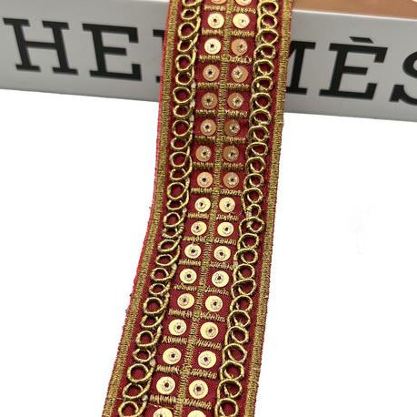 3.5cm double-sided gold strand embroidered ribbon Retro national curtain lace clothing accessories ZB040